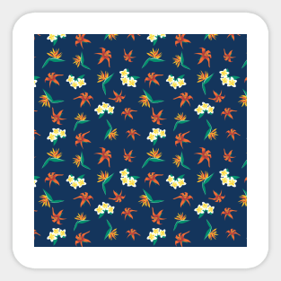 Exotic Florals Blue Sticker